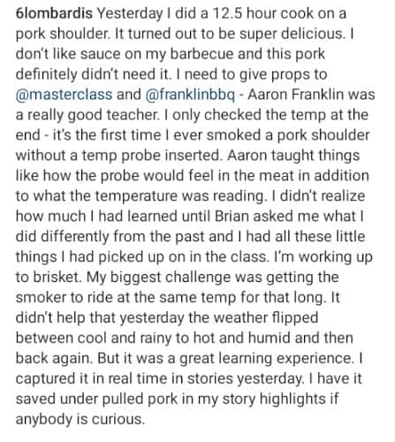 An Instagram review on Aaron's MasterClass