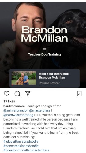 Brandon McMillan masterclass worth posted by an Instagram user