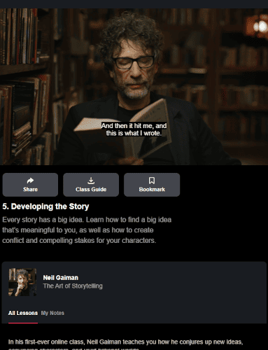 Neil Gaiman teaches how to develop the story