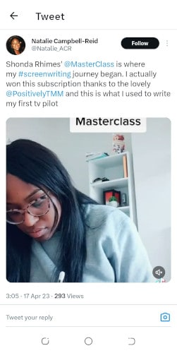 Shonda Rhimes MasterClass Review on Twitter