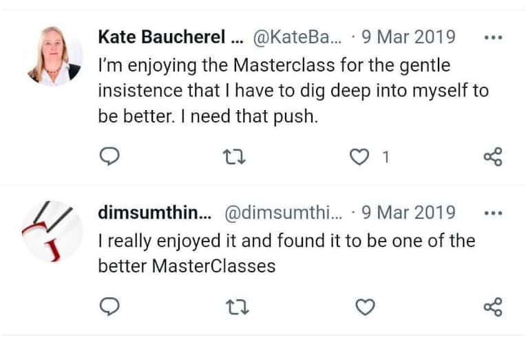 Twitter comment on Neil Gaiman's MasterClass