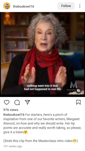Margaret Atwood MasterClass Review on Instagram