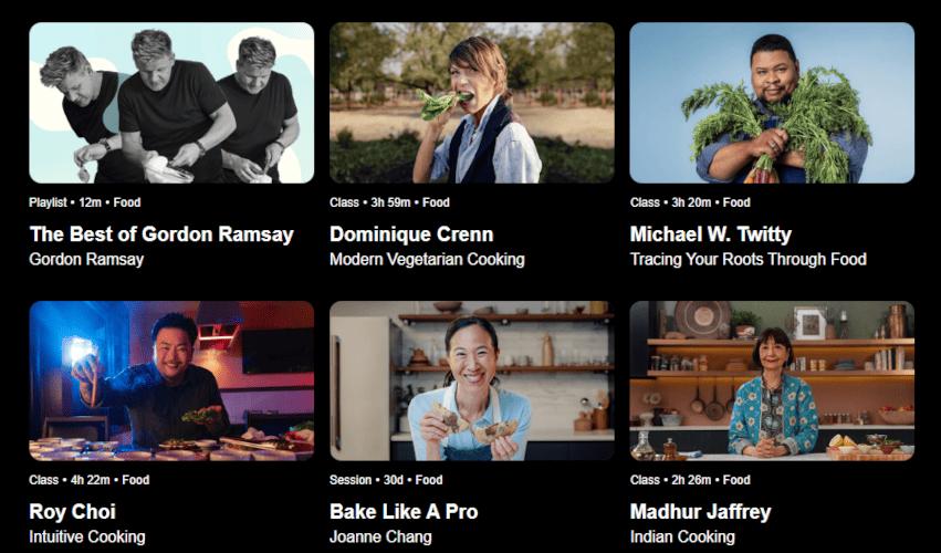 Food and cooking classes on MasterClass