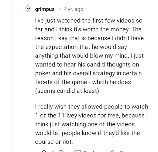 Phil Ivey MasterClass Review on Reddit