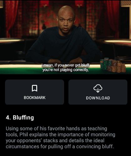 Phil Ivey teaching bluffing fundamentals on his MasterClass