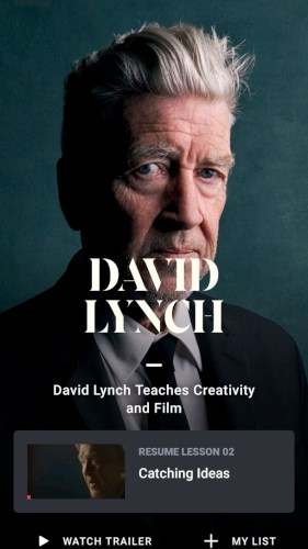 Professional filmmaker David Lynch teaching filmmaking in his online course