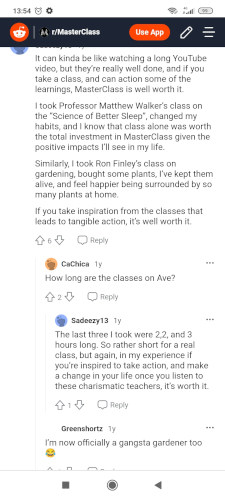 Reddit comment on MasterClass