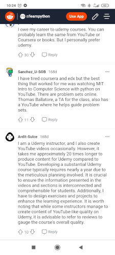 Udemy review  on Reddit 