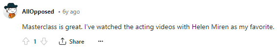 Helen Miren Acting Class Reddit Review